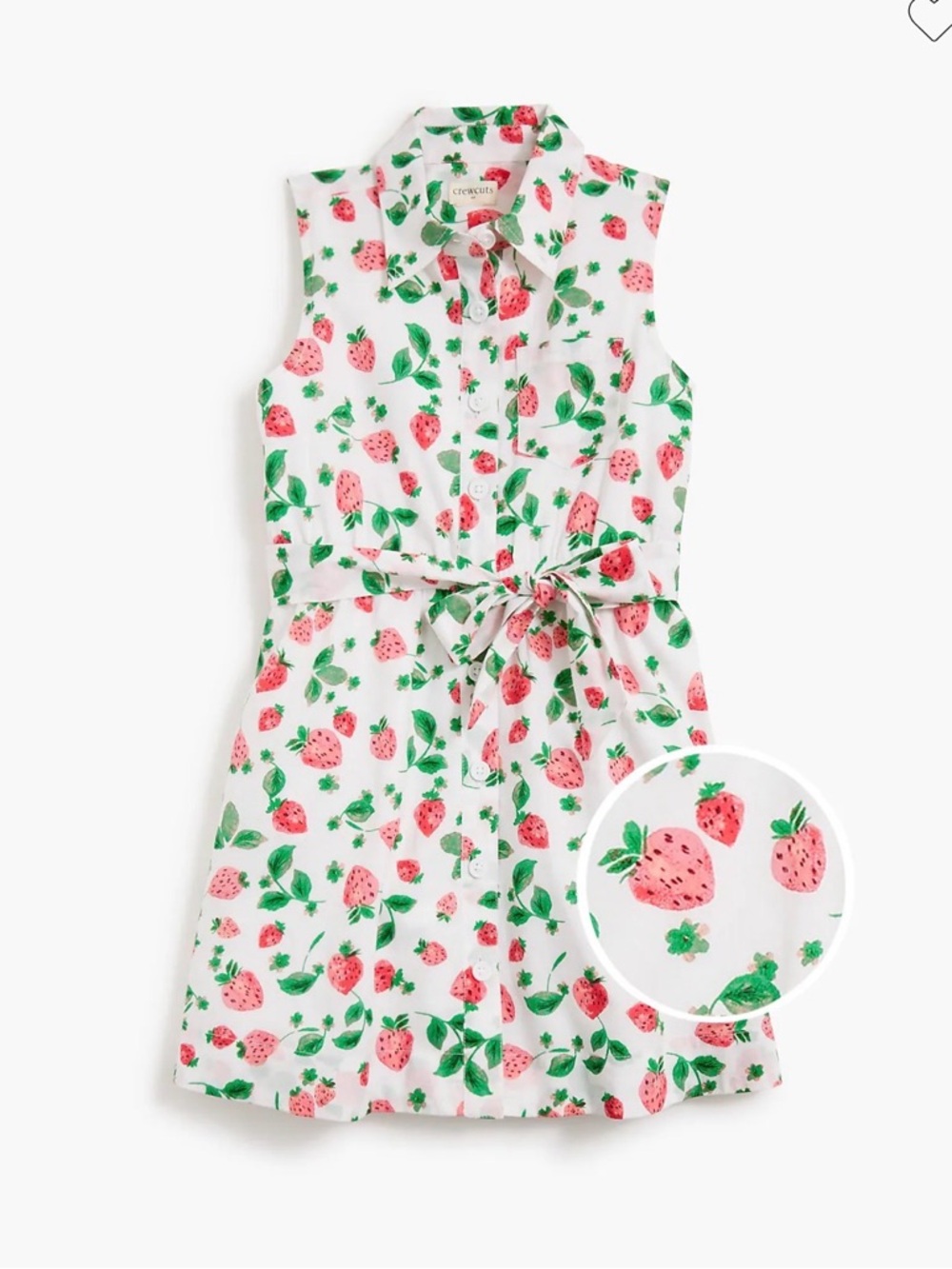 Crewcuts White Strawberry-Print Sleeveless Shirt Dress